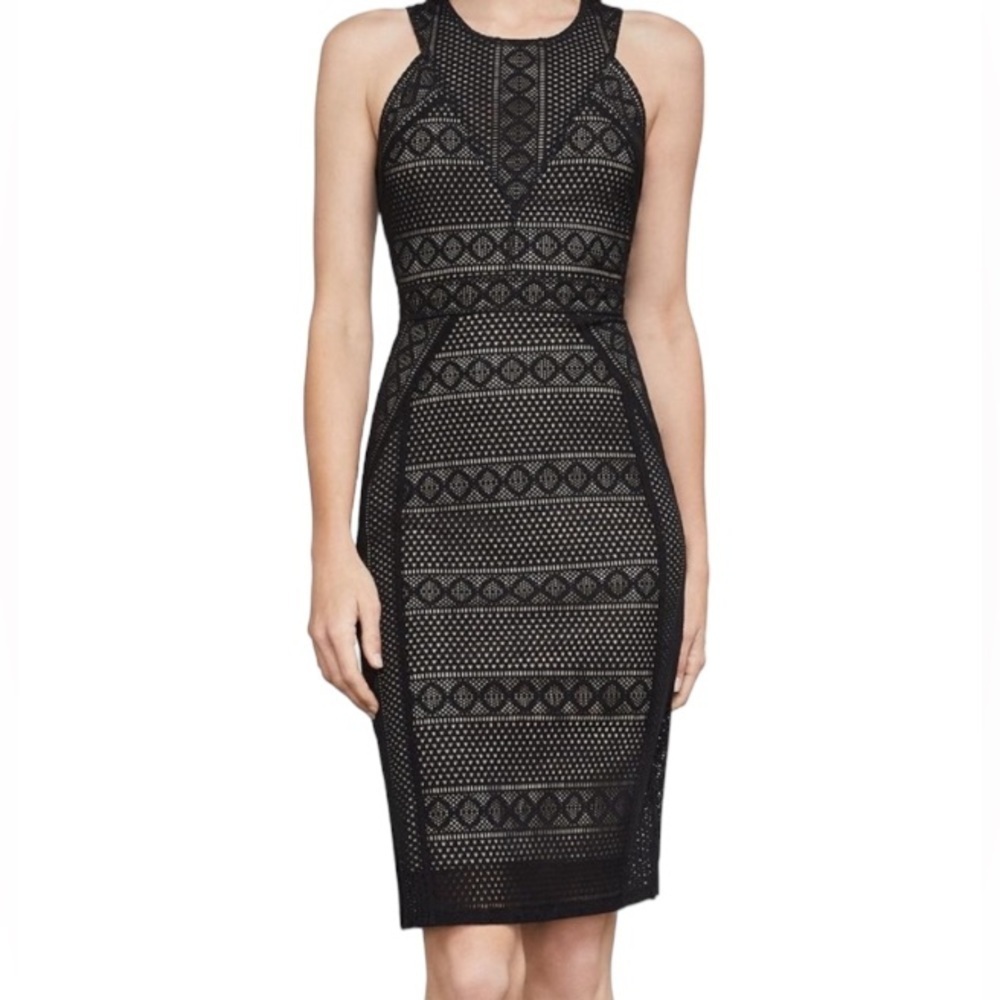BCBG‎ MaxAzria Dena Black Lace Mesh Dress Size S